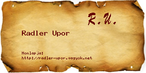 Radler Upor névjegykártya